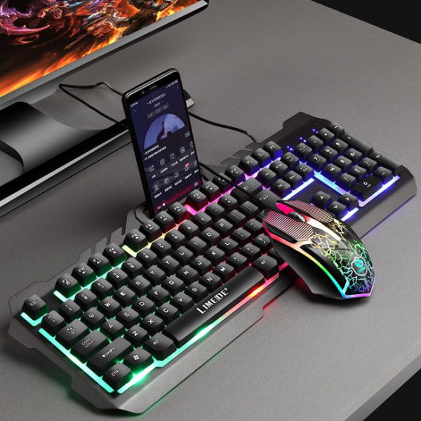 TECLADO CON MOUSE COMBO USB LUZ SENSACION MECANICA INGLES T22