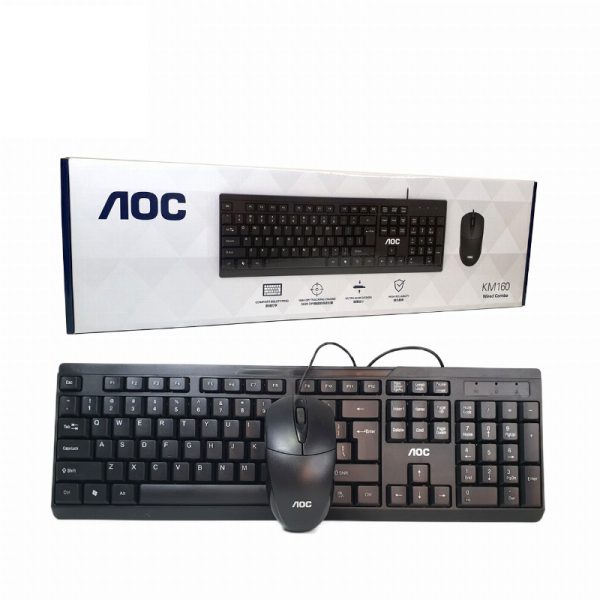 Teclado Mouse Combo Con Cable Usb Aoc Km160 Ingles