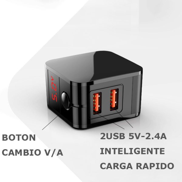 Cargado 5v-2.4a 2usb inteligente pantalla led