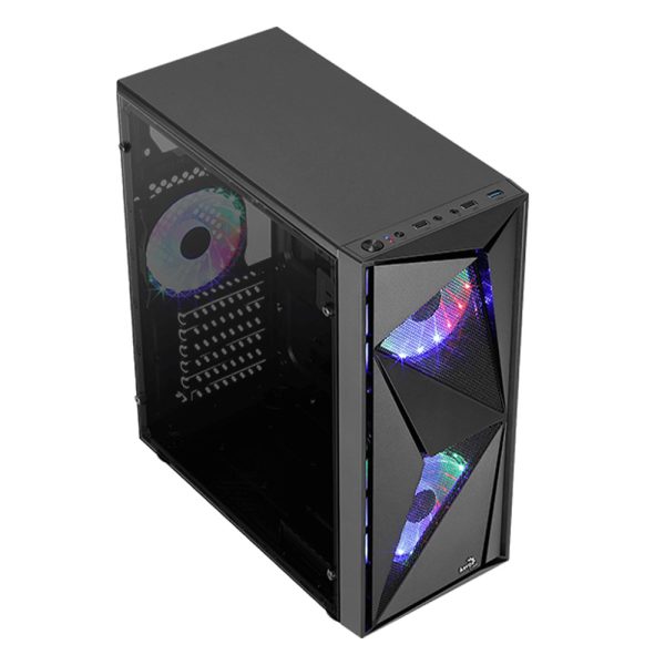 AEROCOOL GLIDER TEMPLADO VIDRIO, 2 VENTILADOR