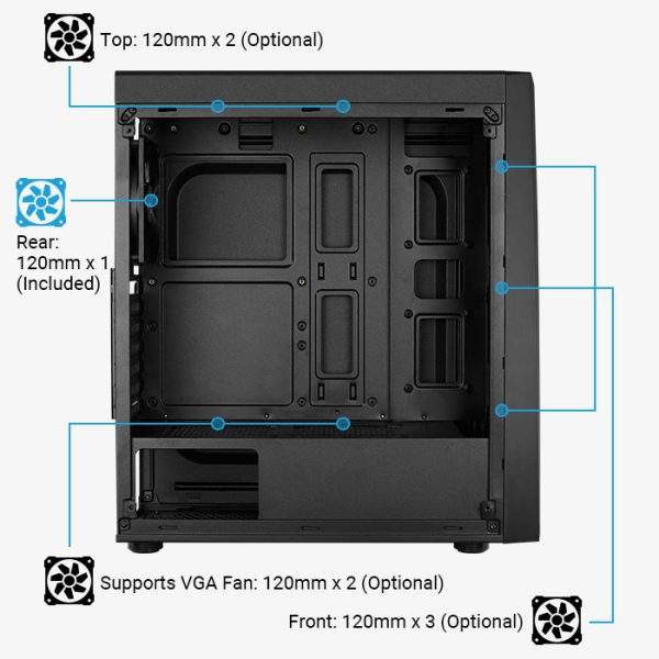 AEROCOOL BOLT RGB TEMPLADO VIDRIO, 1 VENTILADOR