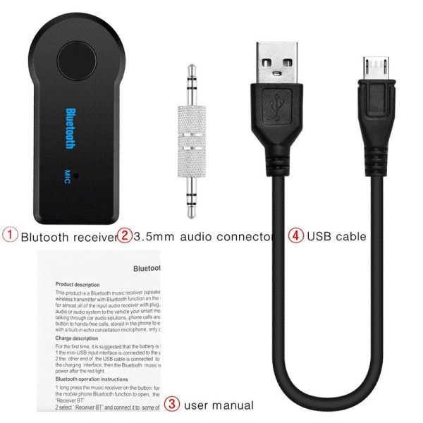Adaptador receptor audio Bluetooth coche / Bt-350 / entrada Jack 3.5mm