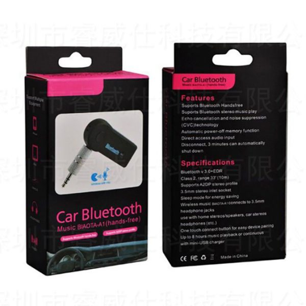 Adaptador receptor audio Bluetooth coche / Bt-350 / entrada Jack 3.5mm
