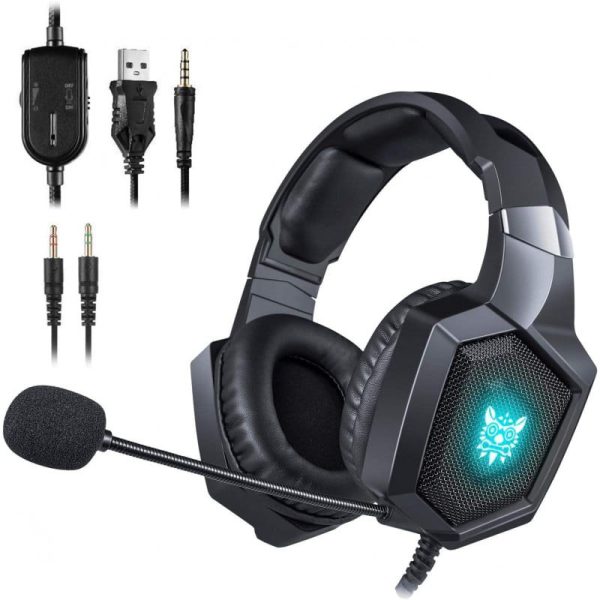 ONIKUMA K8 - Auriculares De Diadema Con Cancelación De Ruido Y Micrófono Y LED