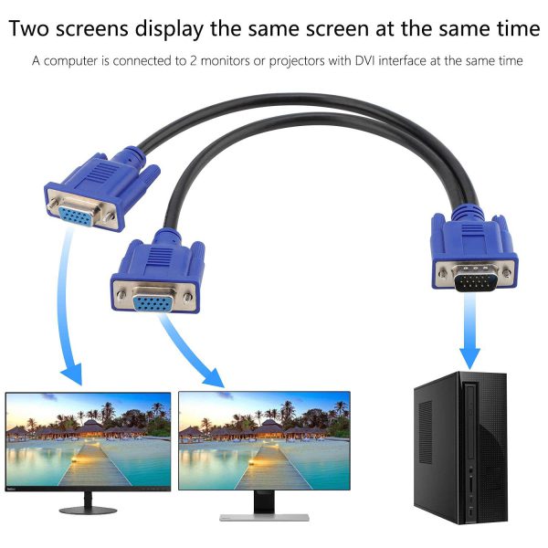 Cable vga 1 a 2 monitor diverso 15 pin