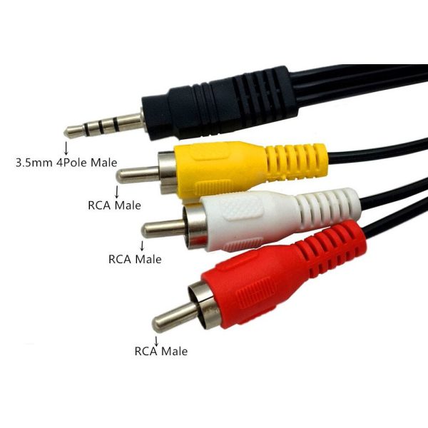 Cable 3.5mm audio a 3rca macho a macho