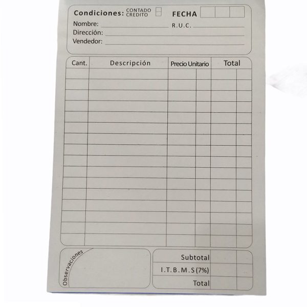 Libreta de factura grande con copia