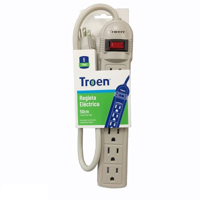 Regleta electrica 6 tomas 10a-1100w 60hz