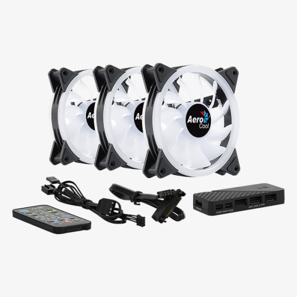 Ventilador ARGB de 12cm x 3 | H66F Hub x 1 & Control Remoto x 1