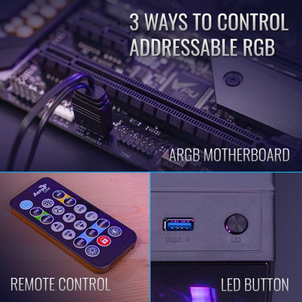 Ventilador ARGB de 12cm x 3 | H66F Hub x 1 & Control Remoto x 1