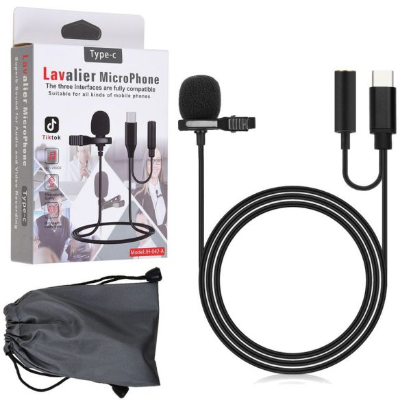 Micrófono Estéreo Solapa LAVALIER A CELULAR USB -C JH-042-A