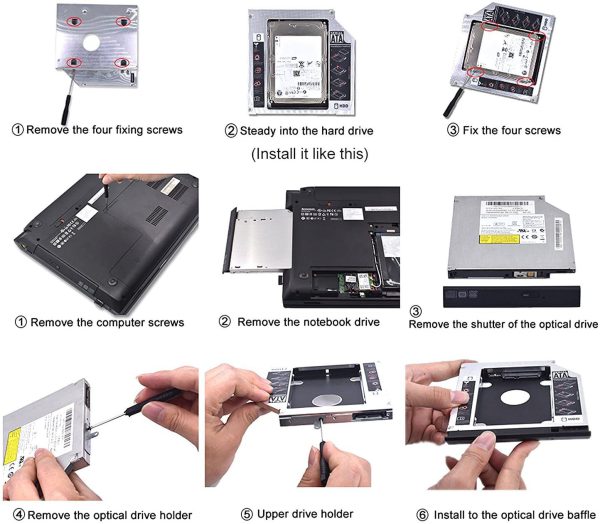 Segundo HDD Caddy 9.5mm SATA III 3,0 Para SSD De 2,5 " Notebook CD-ROM