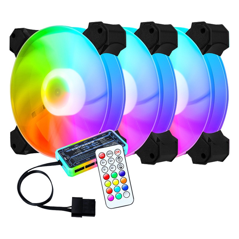 Ventiladores RGB con control remoto, poco ruido, 120mm