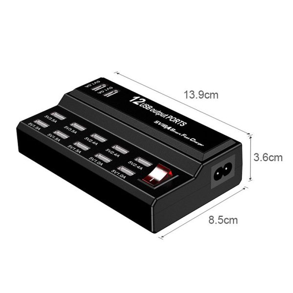 Hub usb 12 puertos de corriente recarga