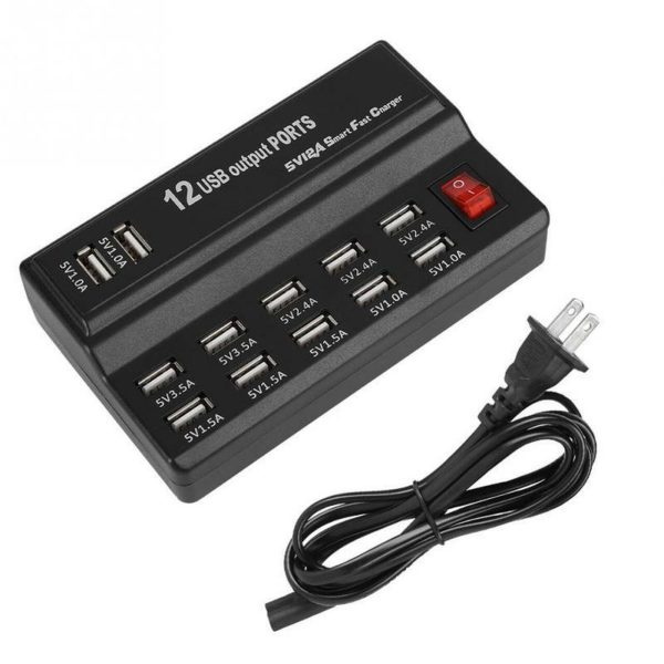 Hub usb 12 puertos de corriente recarga