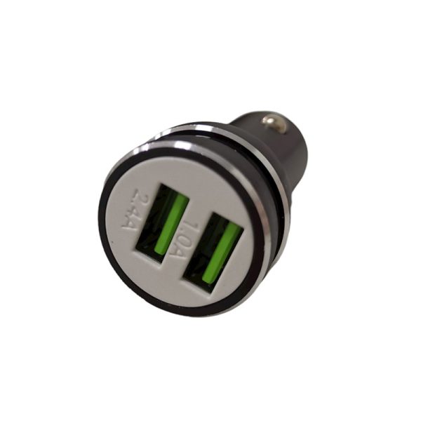 Cargador de auto para celular 2 puesto usb 1.0/2.1A 12-24V DC