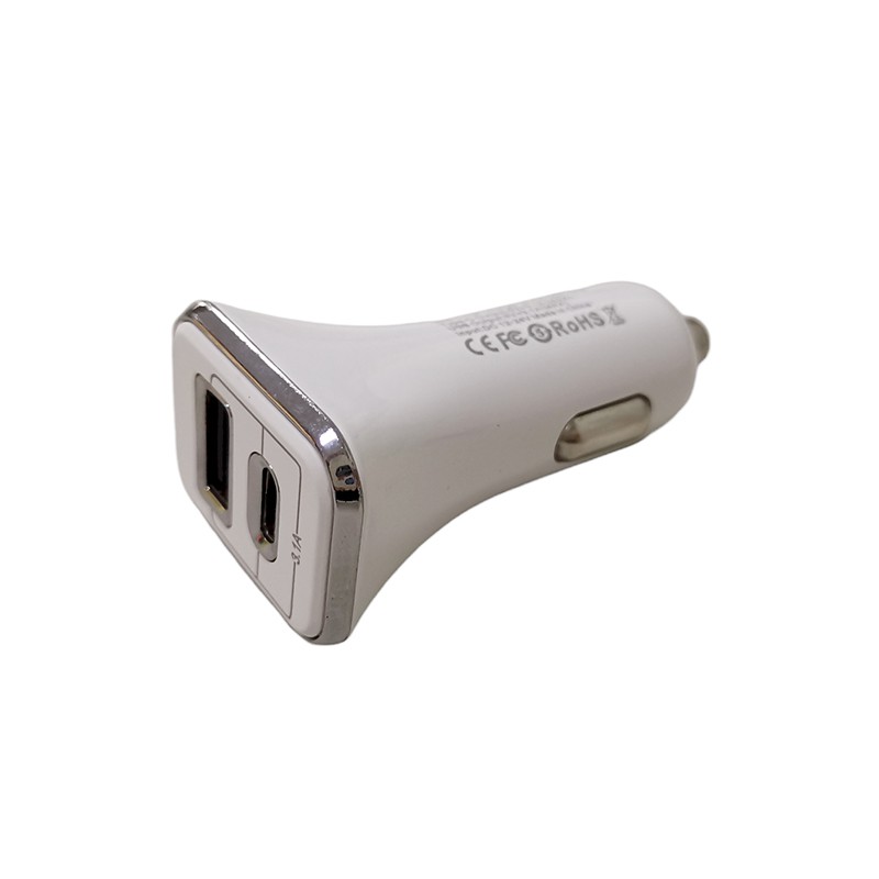Cargador rapido de auto para celular puesto usb-c/usb 5V/3.1A 12-24V