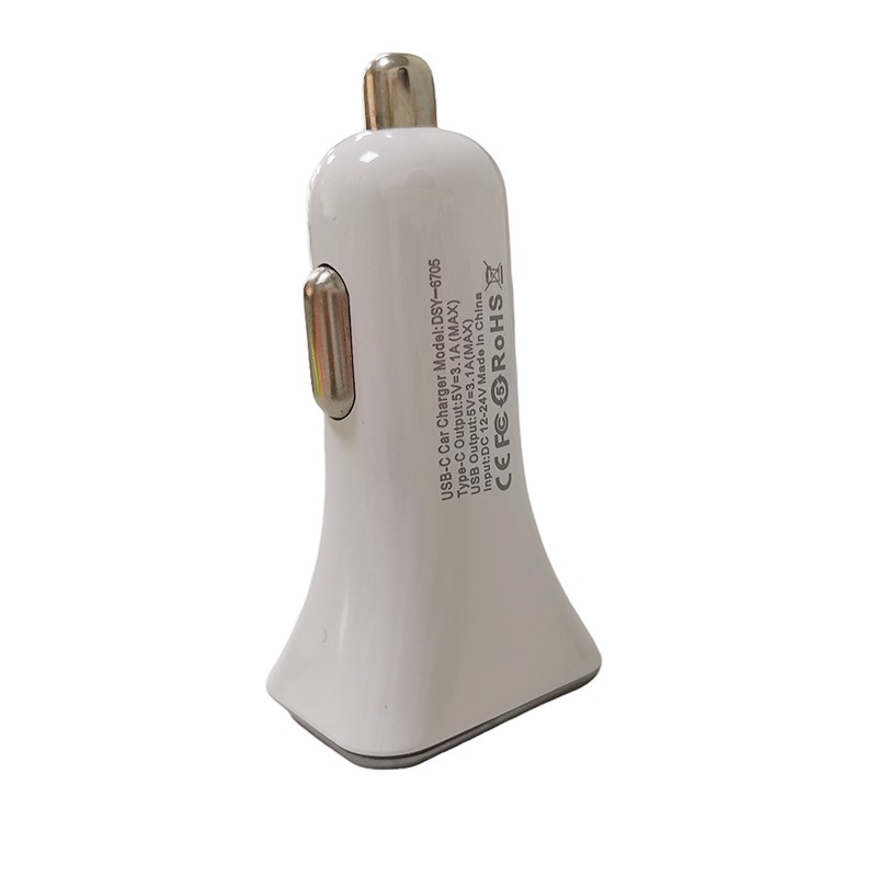 Cargador rapido de auto para celular puesto usb-c/usb 5V/3.1A 12-24V