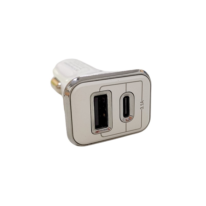 Cargador rapido de auto para celular puesto usb-c/usb 5V/3.1A 12-24V