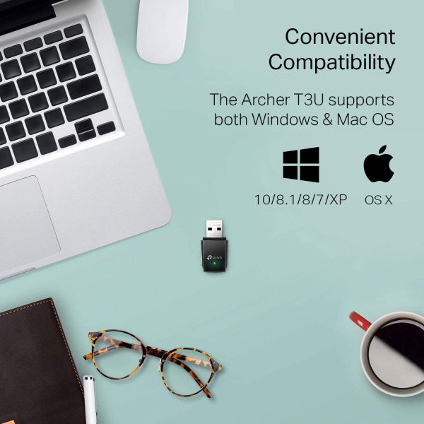 Usb adaptador inalámbrico de doble banda 2.4G/5G AC1300 T3U