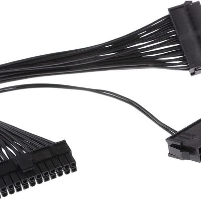 ATX 24 pines 1 a doble conector de 24 pines Placa base Fuente de alimentación Inicio Cable síncrono 18AWG 30CM