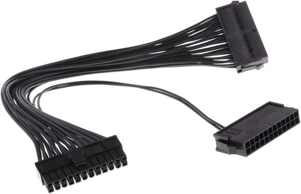 ATX 24 pines 1 a doble conector de 24 pines Placa base Fuente de alimentación Inicio Cable síncrono 18AWG 30CM
