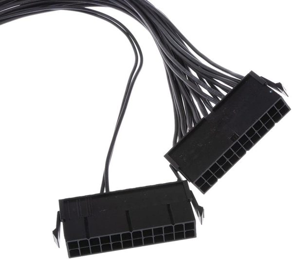 ATX 24 pines 1 a doble conector de 24 pines Placa base Fuente de alimentación Inicio Cable síncrono 18AWG 30CM