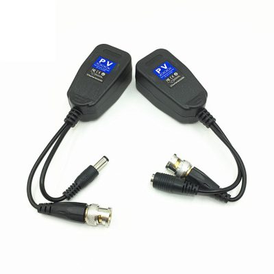 Adaptador pasiva video balun con conector de alimentacion y datos rj45 transmisor