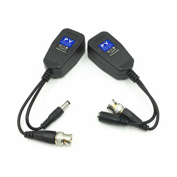 Adaptador pasiva video balun con conector de alimentacion y datos rj45 transmisor