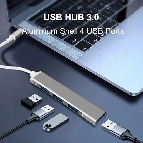 Adaptador hub usb 4 x USB 3.0 a Tipo-c aleación de aluminio