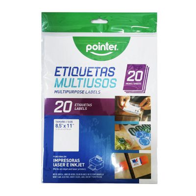 Papel adhesivo 8.5×11 paquete de 20 hojas blanco (mate)