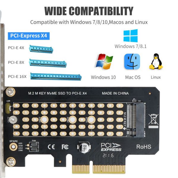Adaptador M.2 NVME a PCIe 3.0 x4