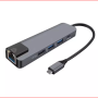 Adaptador hub usb c a rj45 + pd + hdmi + usb