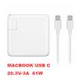 Cargador Laptop Macbook Con USB-C QC3.0 5-20V-3.05A 61W