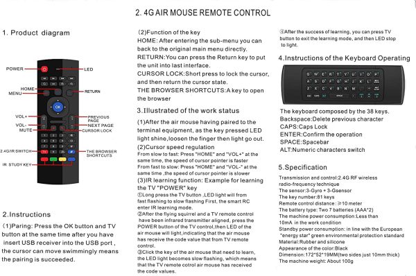 MX3 - Control Remoto Giroscopio Micrófono IR Para Android Box, Laptop, TV Con Mini Teclado