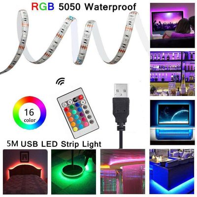 Tira de luces LED RGB con cable USB 5metro