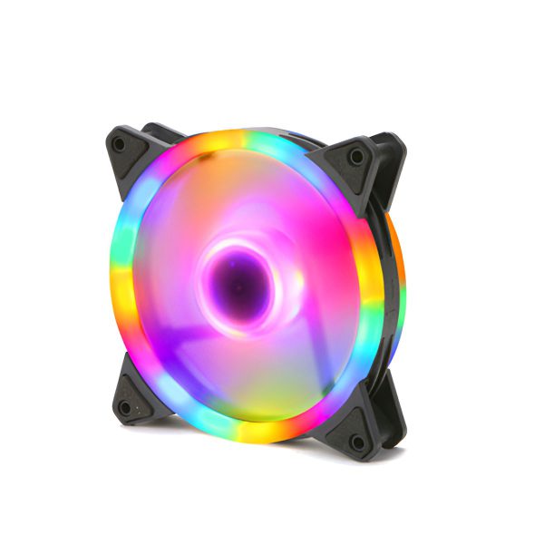 Ventilador de 12 cm Enfriamiento silencioso Doble luz arcoíris interior y exterior