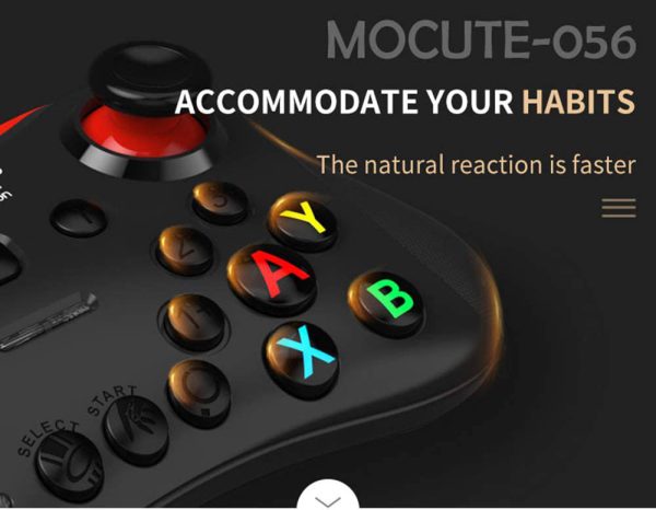 Gamepad inalámbrico Bluetooth de juegos para Smartphone TV Box con soporte integrado de Foldalbe Joystick Mocute 056