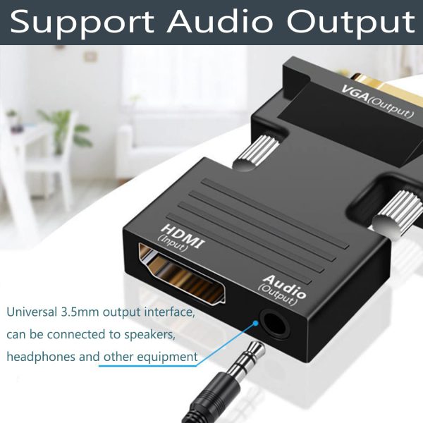Adaptador convertidor hdmi a vga con puesto audio