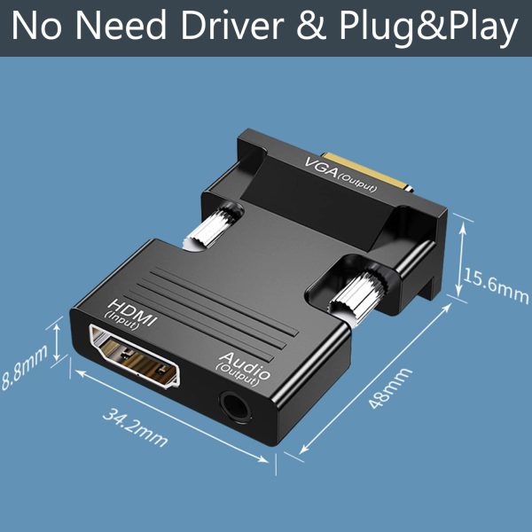 Adaptador convertidor hdmi a vga con puesto audio