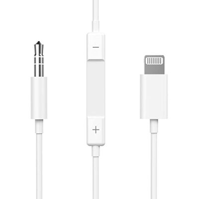 Cable adaptador lightning a auxiliar 3.5mm con control de volumen