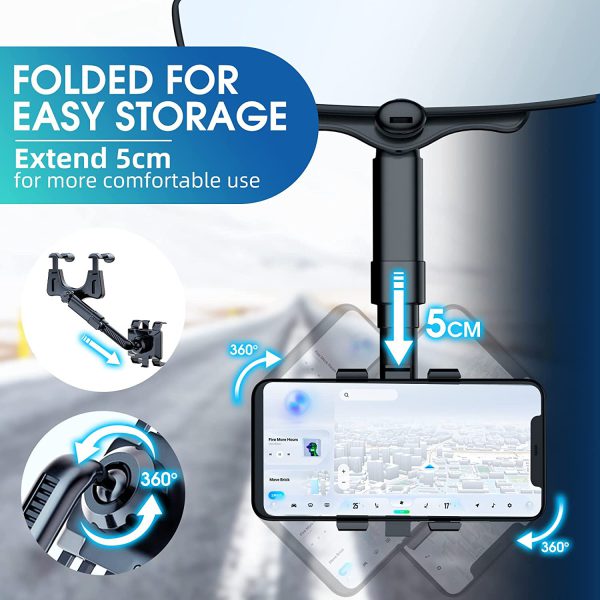 Soporte de teléfono para automóvil, giratorio y retráctil de 360°