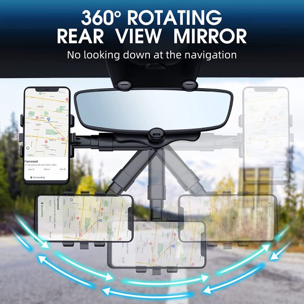 Soporte de teléfono para automóvil, giratorio y retráctil de 360°