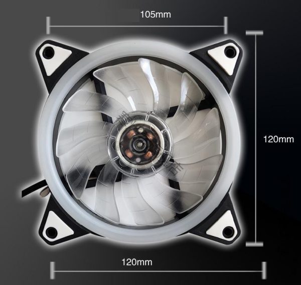 Ventilador de 12 cm Enfriamiento silencioso arco iris de doble apertura