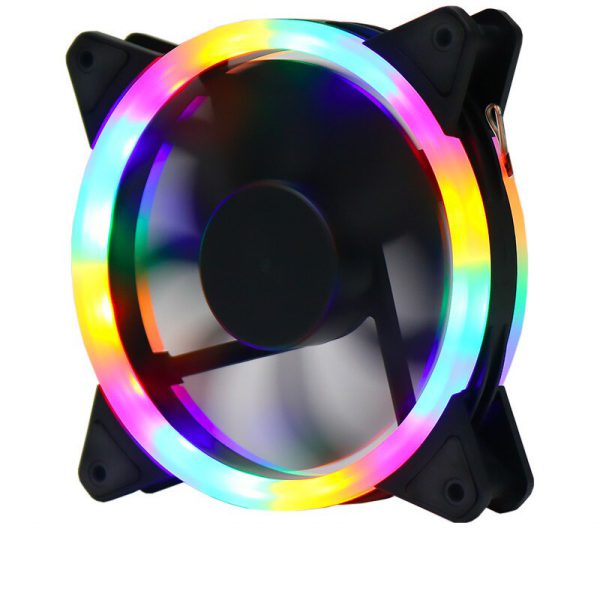 Ventilador de 12 cm Enfriamiento silencioso arco iris de doble apertura