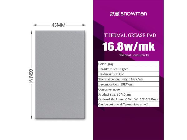 Almohadilla de termica con disipación de calor para CPU/GPU, tarjeta gráfica - 16.8w/mk