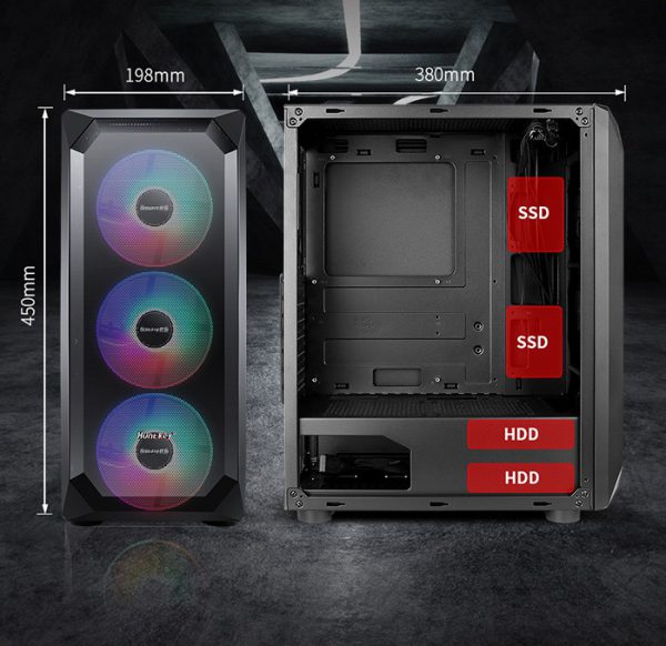 Case Cpu Vidrio Templado (No Incluye abanico) - HUNTKEY V5