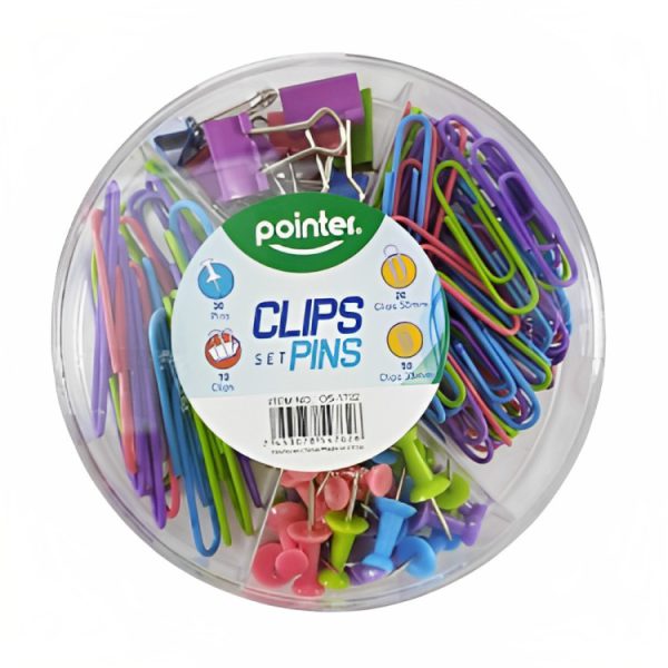 Set de tachuelas y clips x 11pzas