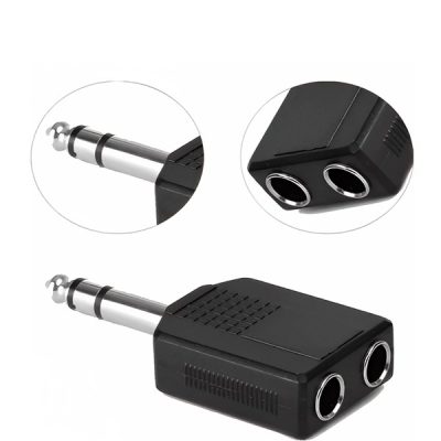 Adaptador plug 6.5mm macho a 2 jack 6.5mm hembra