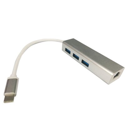 Adaptador Tipo C A 3 X Usb3.0 Hub + Rj45 Lan 10/100/1000M